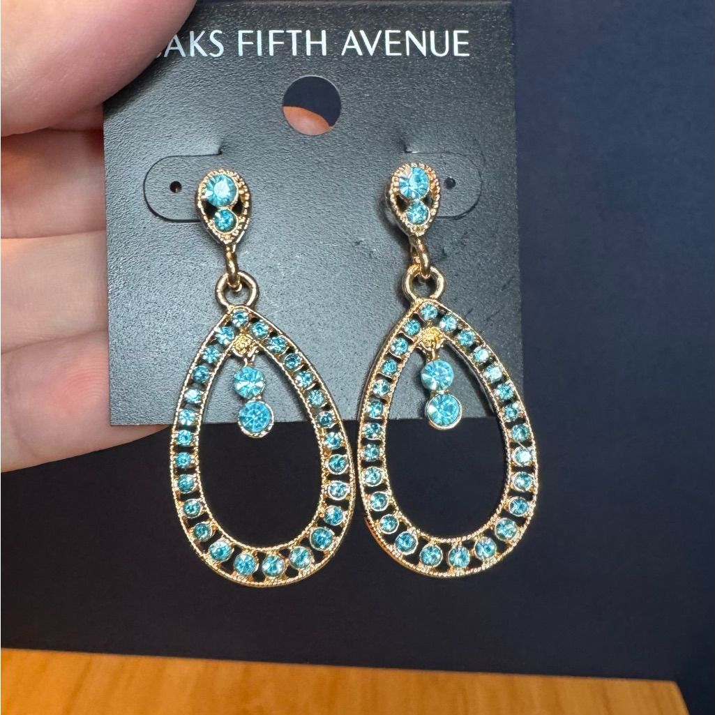 Saks Fifth Avenue Gold And Turquoise Drop Earrings 45$